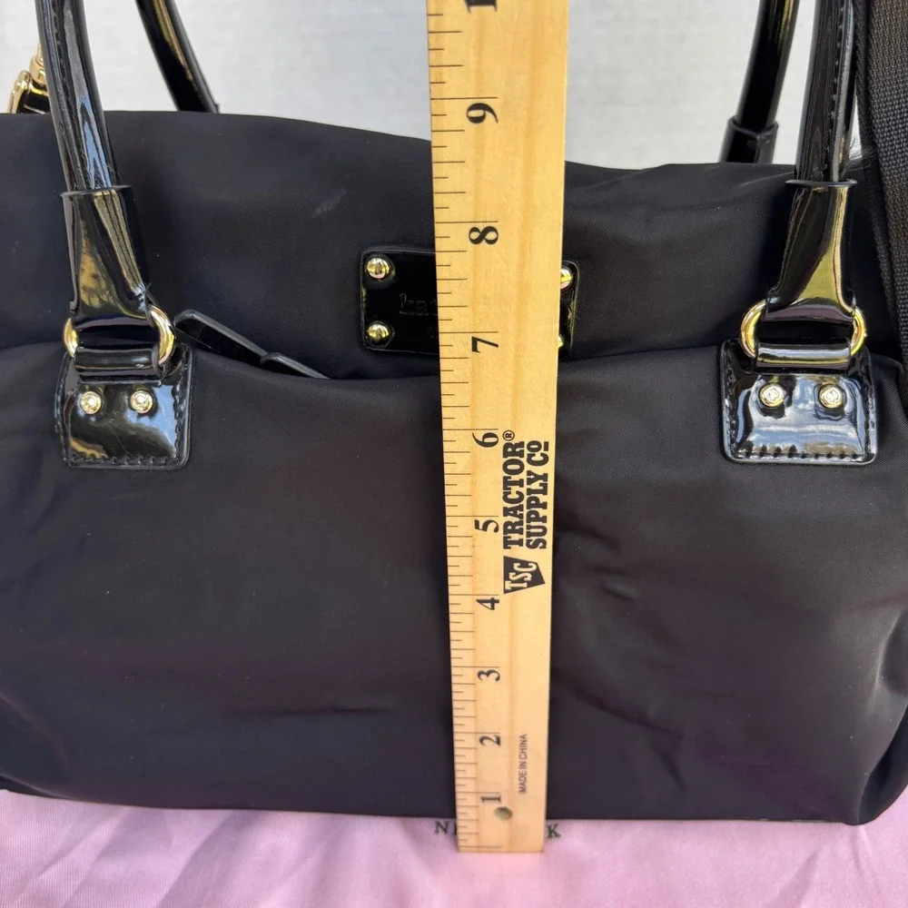 Kate Spade New York Black Nylon Carmen Leather Trim Shoulder Bag Crossbody Purse